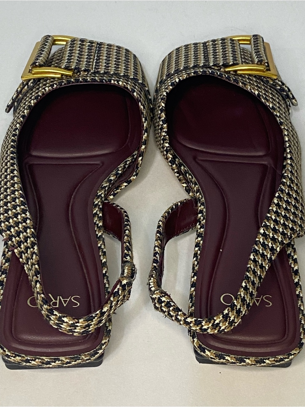 SARTO by Franco Sarto Houndstooth Tweed Slingback Flats Gold Buckle Size 8 - Picture 10 of 16